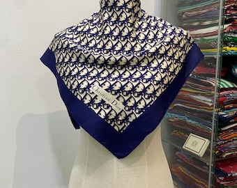 Vintage Christian Dior Oblique Silk Scarf Neckerchief Neckwear