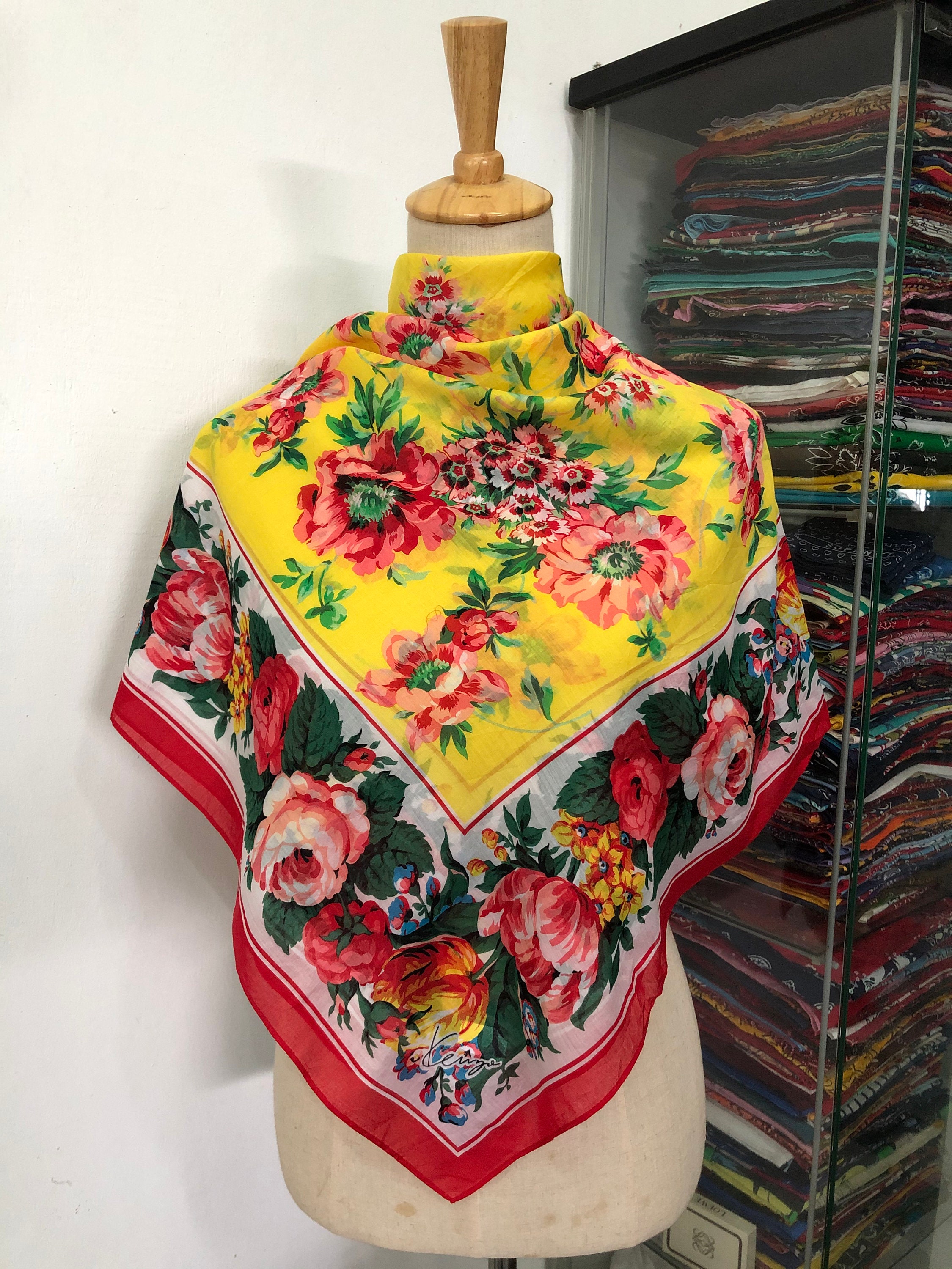 ヴィンテージ ケンゾー シルク スカーフ ケンゾー シルク