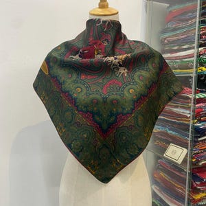 Vintage Ralph Lauren Silk Scarf, Ralph Lauren Silk Shawl, Ralph Lauren Silk Muffler, Ralph Lauren Scarf, Vintage Ralph Lauren Silk Neckscarf