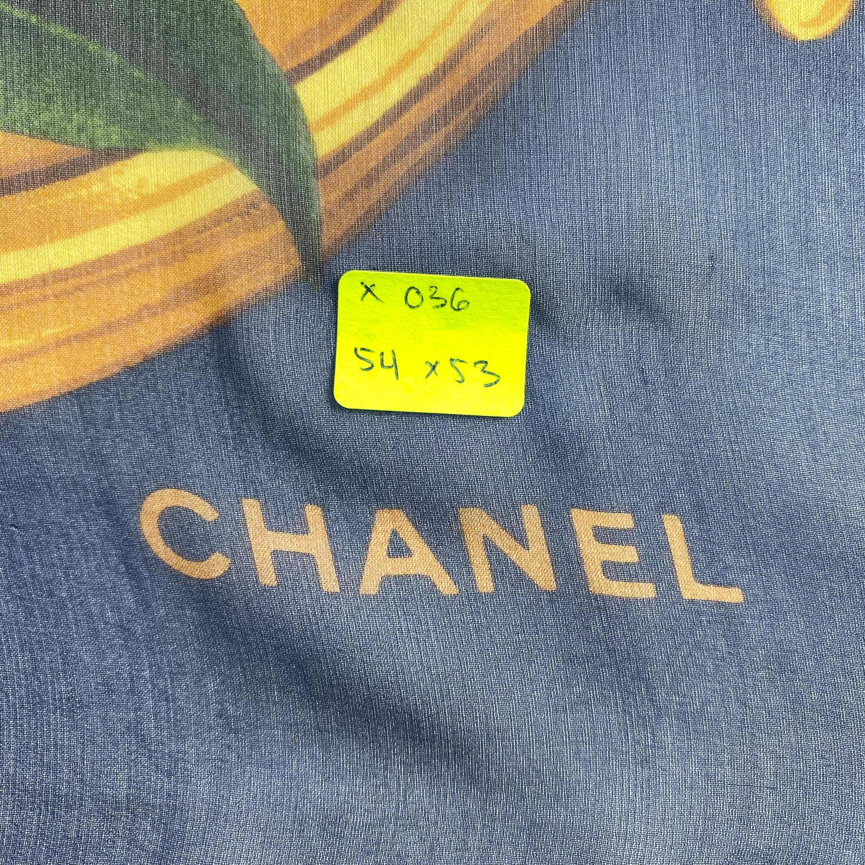 Vintage Chanel Silk Scarf , Chanel Silk Muffler, Vintage Chanel
