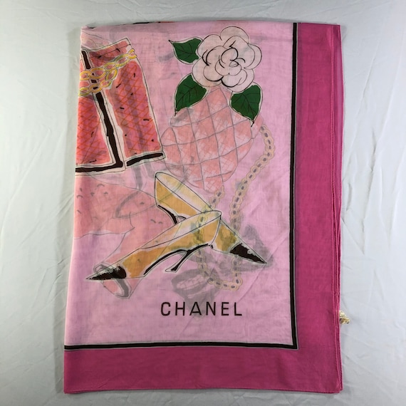 Vintage Chanel Cotton Scarf , Chanel Pareo , Vint… - image 3