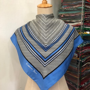 Vintage Umberto Sala Scarf, Twill Silk Scarf, Vintage Silk Muffler,Vintage Neck Scarf, Vintage Neck Accessories, Vintage Italian Silk Scarf,