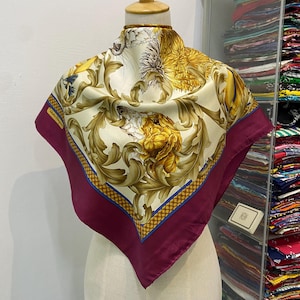 Vintage Salvatore Ferragomo Silk Stole,Salvatore Ferragomo Silk Scarf, Ferragomo Silk Muffler, Salvatore Ferragomo Floral Scarf
