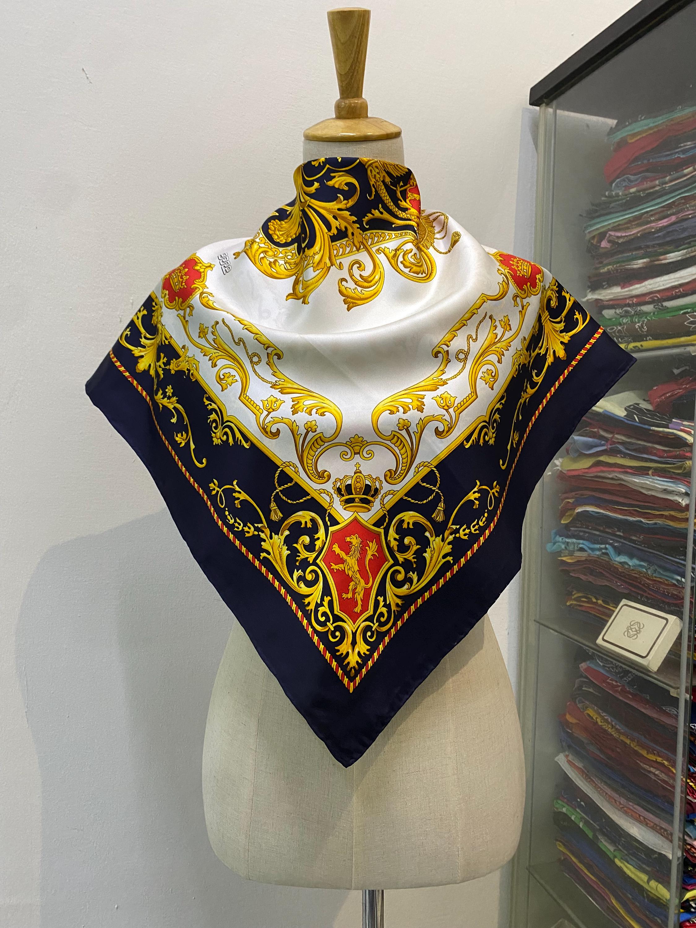 Vintage Erre Silk Scarf, Vintage Silk Neck Scarf, Vintage 80s Silk