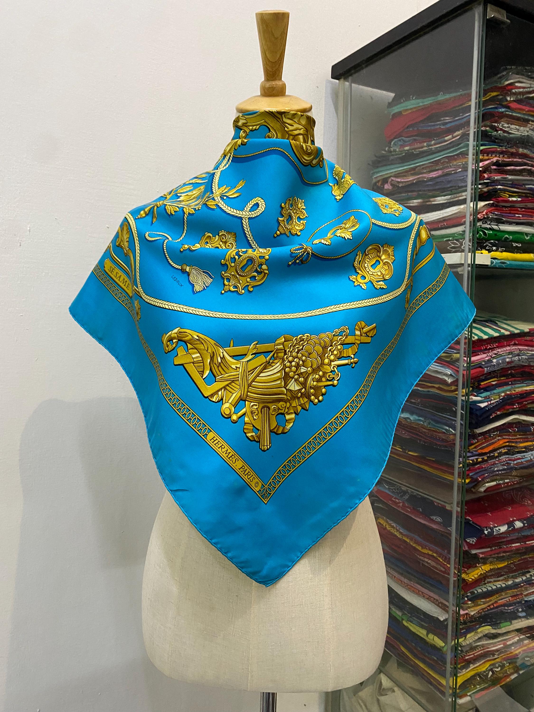 Vintage Hermes Sésame Silk Scarf Hermes 34x34 Hermes Silk Scarf