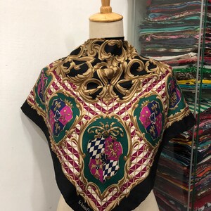 Vintage St. Armin's Club  Silk Scarf, Vintage Silk Neck Scarf, Vintage 80s Silk Muffler, Vintage Classic Silky Scarf, Vintage 80s Shawl,