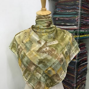 Vintage Marie Claire Silk Scarf , Vintage Silk Muffler , Vintage Neck Scarf , Vintage Silk Shawl