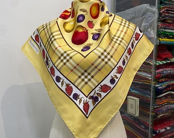 Vintage Burberry-zijden sjaal, Burberry-zijden uitlaatdemper, vintage Burberry-halsdoek, Burberry-zijden uitlaatdemper, vintage Burberry-sjaal