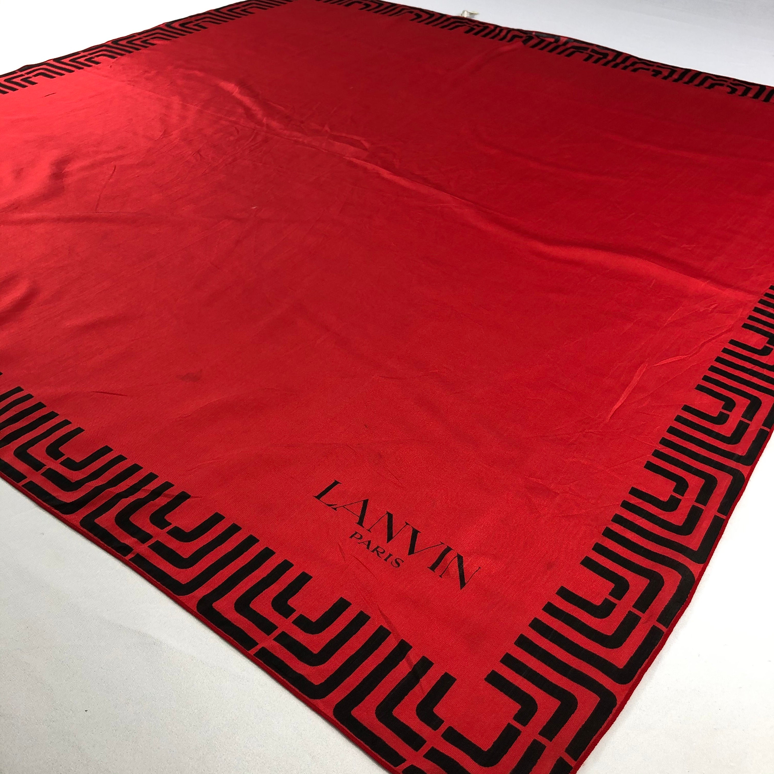 VIP【関税送料無料】希少 Lanvin Squared Logo 35x180 Scarf Vintage Lanvin Silk Scarf Lanvin Silk Muffler Vintage Lanvin
