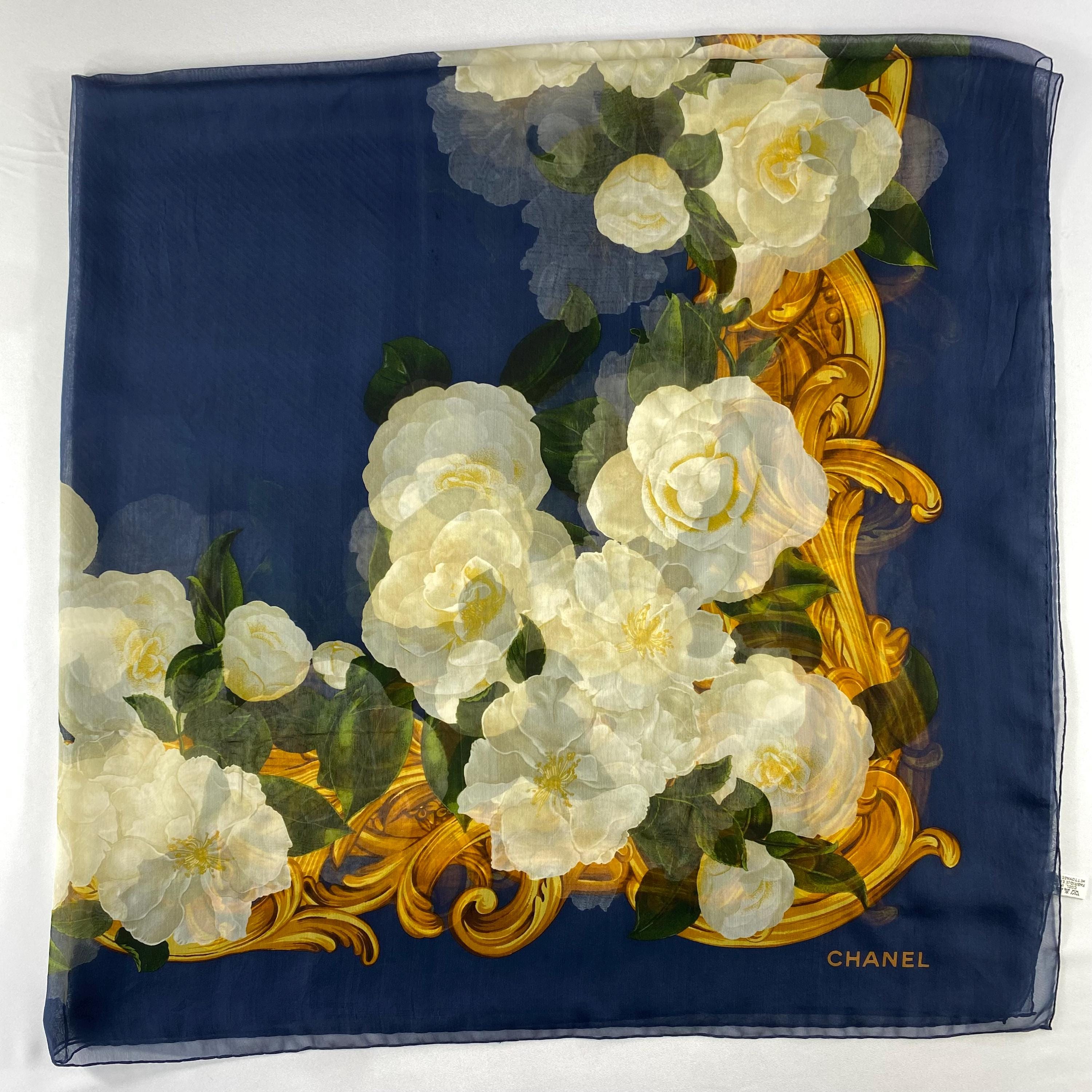 Vintage Chanel Silk Scarf , Chanel Silk Muffler, Vintage Chanel
