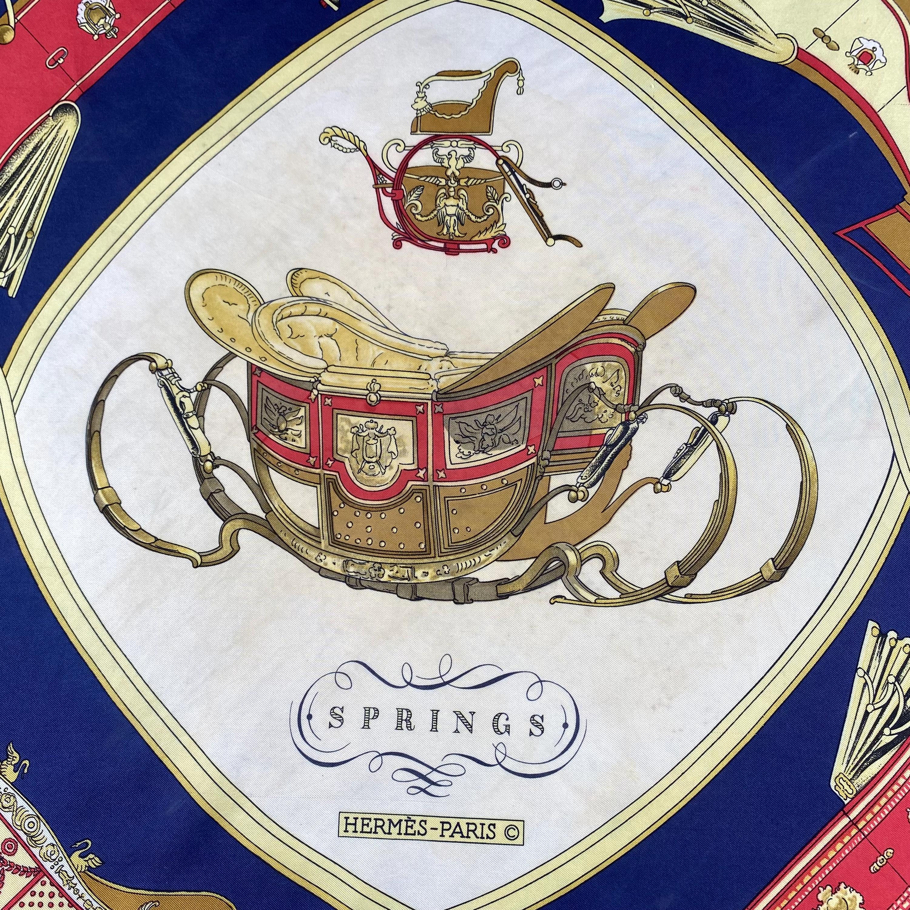 Vintage Hermes Springs Silk Scarf by Philippe Ledoux Hermes 34x34