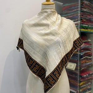 Vintage Fendi Silk Scarf, Fendi Silk Muffler, Vintage Fendi Silk