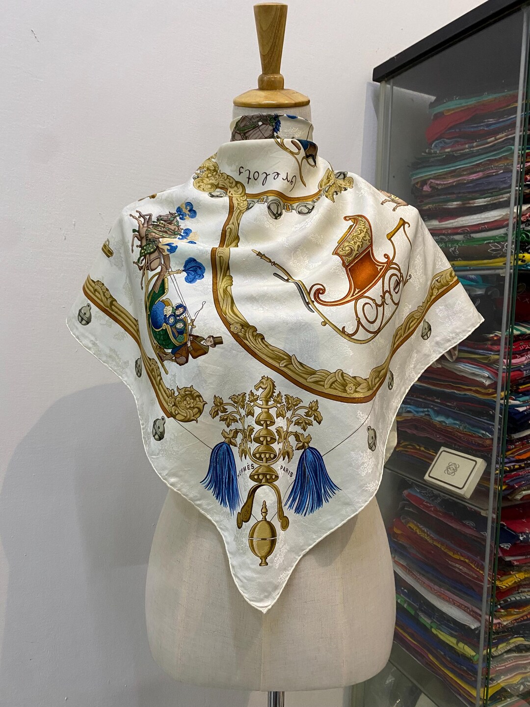 Vintage Hermes Plumes Et Grelots Silk Scarf Hermes Silk Muffler