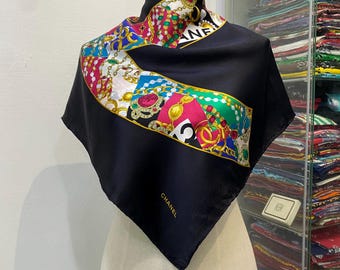 90s CHANEL シャネル シルクスカーフ シャネル - 90年代/2000年代 シルクスカーフ - Etsy 日本