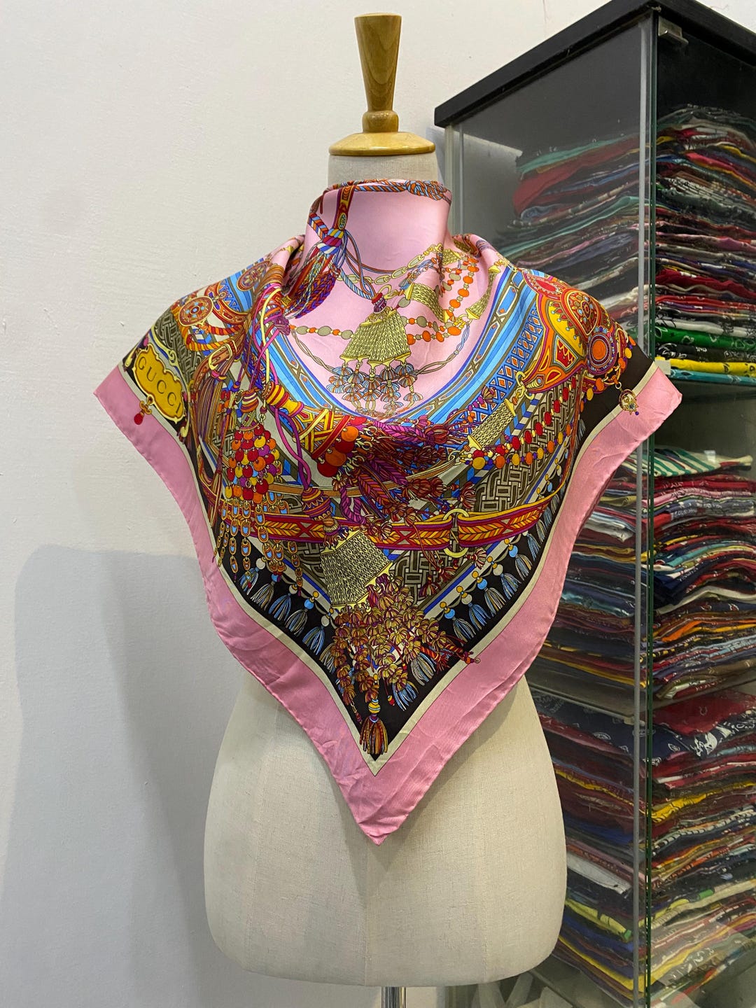 Vintage Gucci Silk Scarf Gucci Silk Muffler Gucci Neck Scarf Gucci