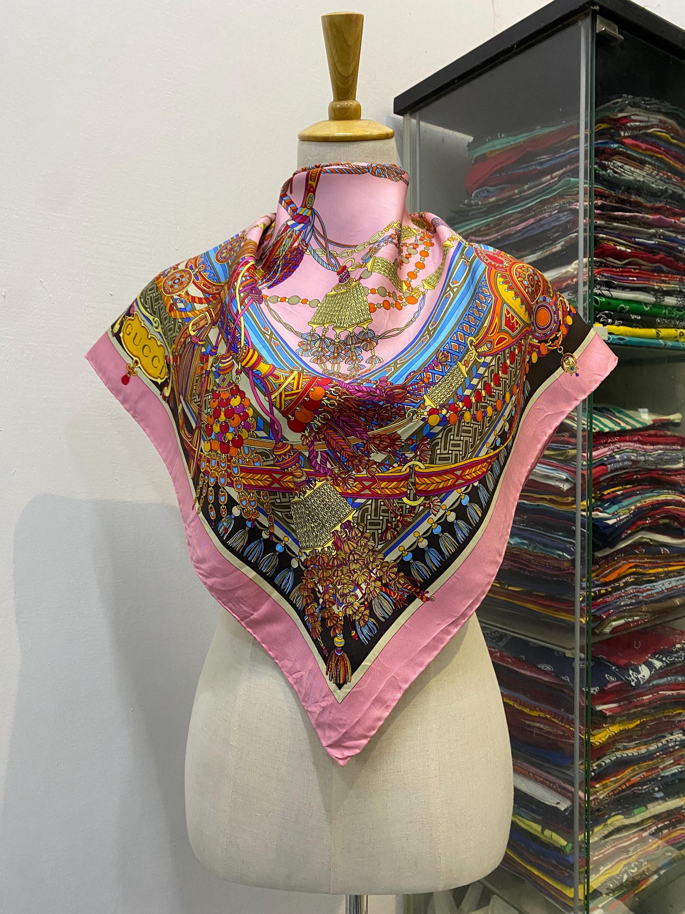 Vintage Gucci Silk Scarf Gucci Silk Muffler Gucci Neck Scarf Gucci