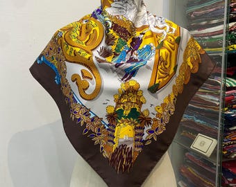 Vintage Hermes Le Paradis Du Roy Silk Scarf Hermes 34x34 Hermes