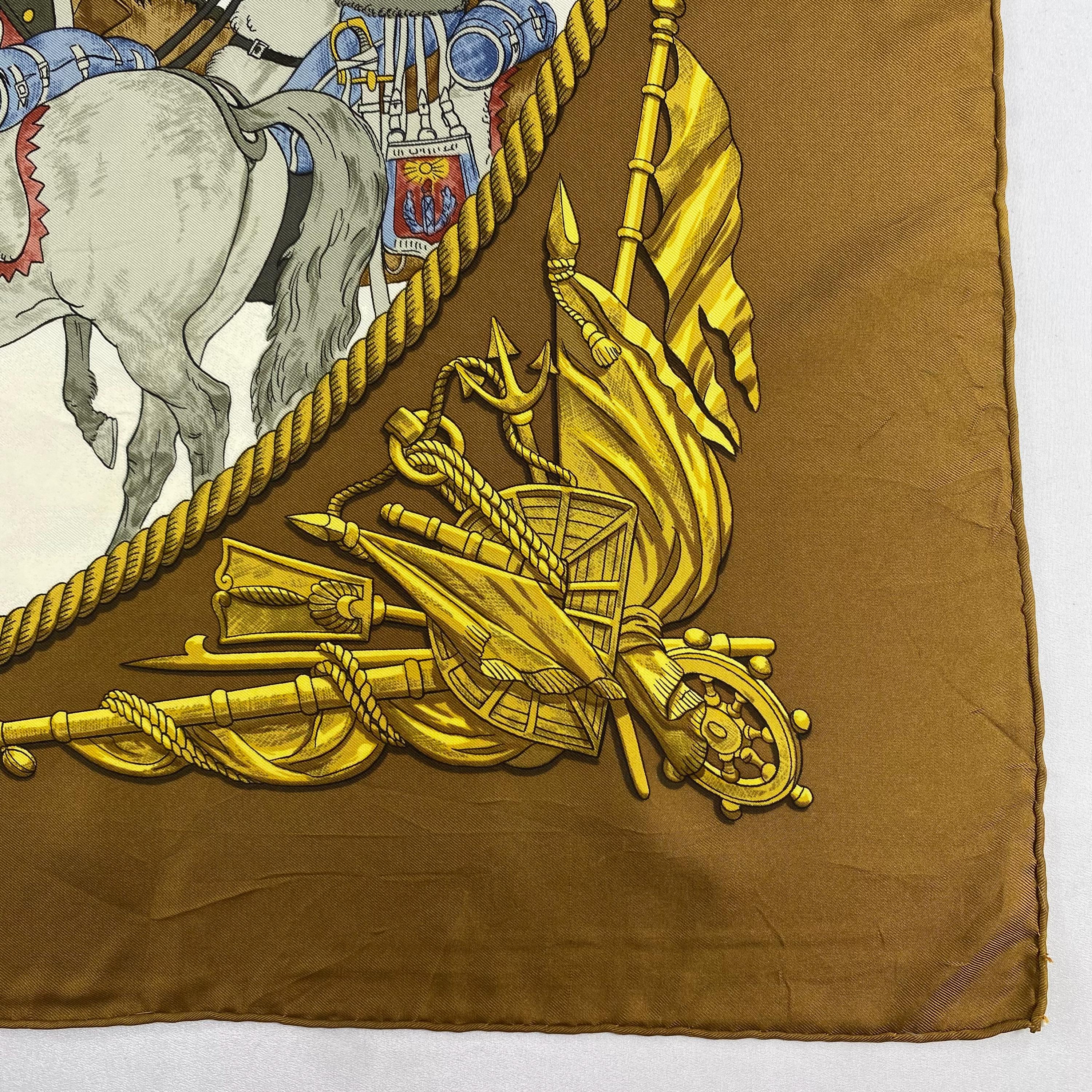 Vintage Hermès Marine Et Cavalerie Silk Scarf Hermes Silk Muffler