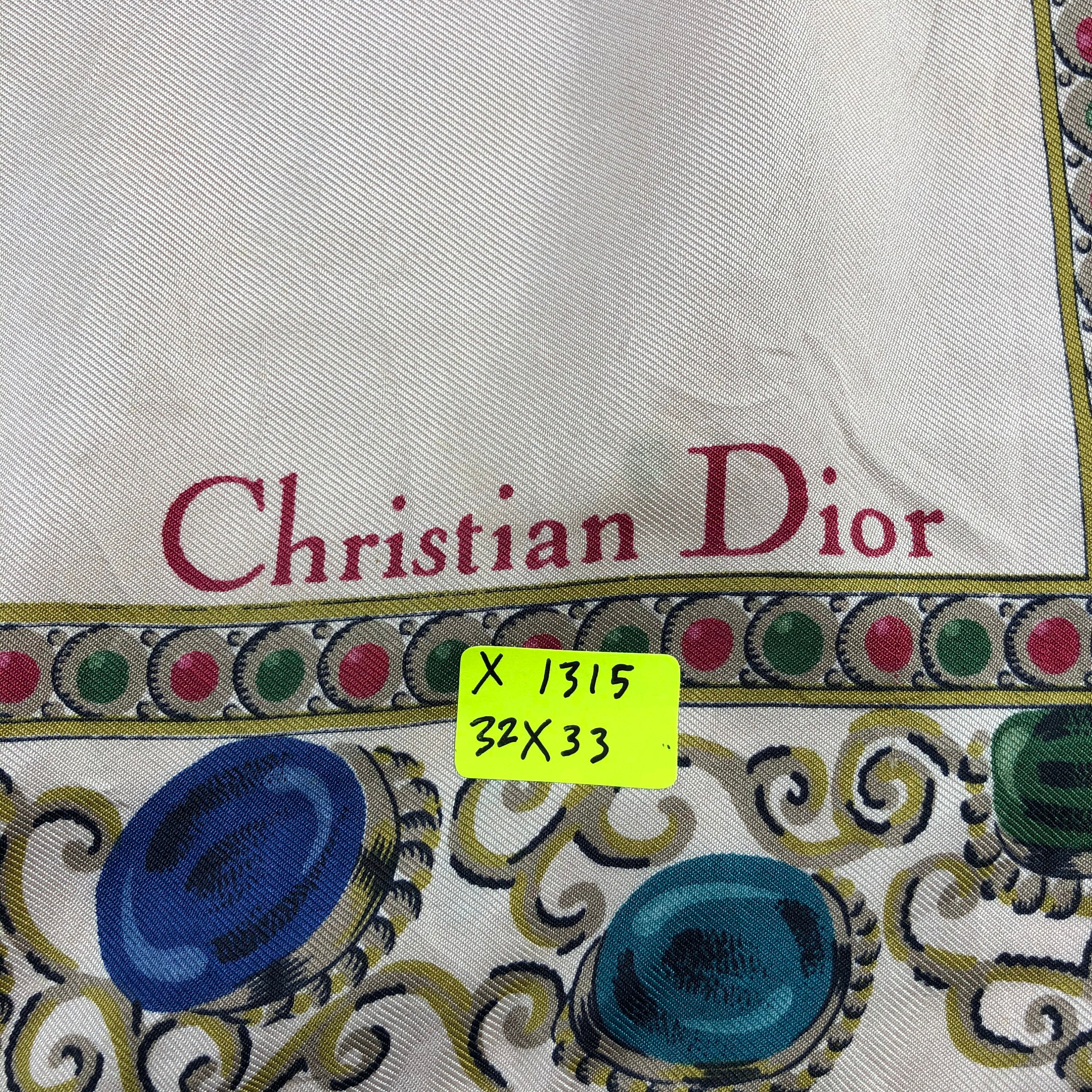 Authentic Christian Dior Monogram Silk Scarf 26x26 inches with Tag