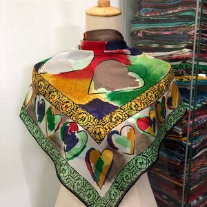 Vintage Silk Scarf, Twill Silk Scarf, Vintage Silk Muffler, Vintage Neck Scarf, Vintage Neck Accessories, Vintage Italian Silk Scarf,