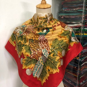 Vintage Salvatore Ferragomo Silk Stole,Salvatore Ferragomo Silk Scarf, Ferragomo Silk Muffler, Salvatore Ferragomo Floral Scarf