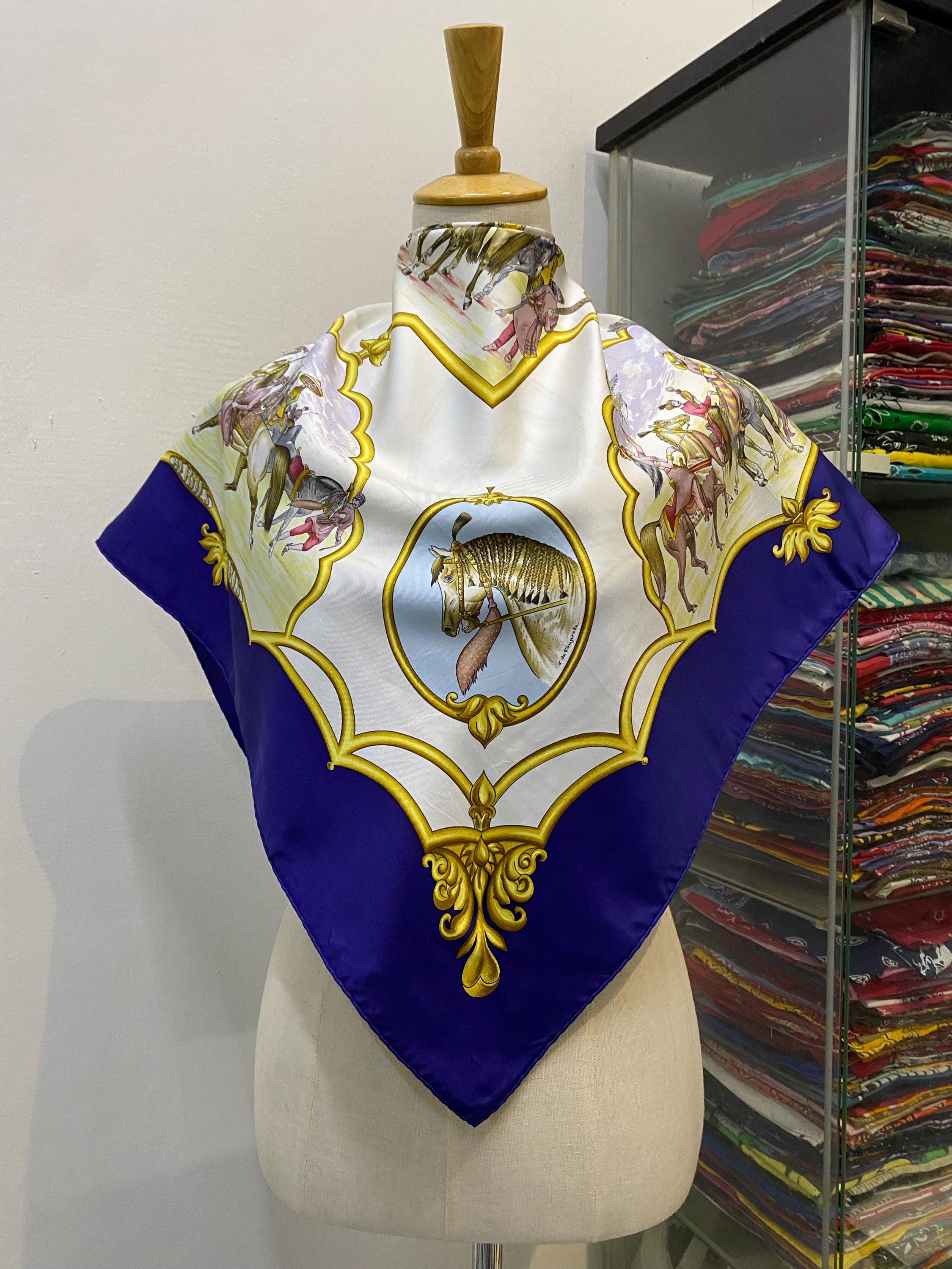ヴィンテージ エルメス Les Chevaux des Moghols シルク スカーフ