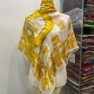 Vintage Celine Silk Scarf, Celine Silk Muffler, Vintage Celine Square Scarf, Vintage Celine Shawl, Celine Silky Scarf