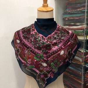 Vintage Hardy Amies Scarf, Twill Silk Scarf, Vintage Silk Muffler, Vintage Neck Scarf, Vintage Neck Accessories, Vintage Italian Silk Scarf,