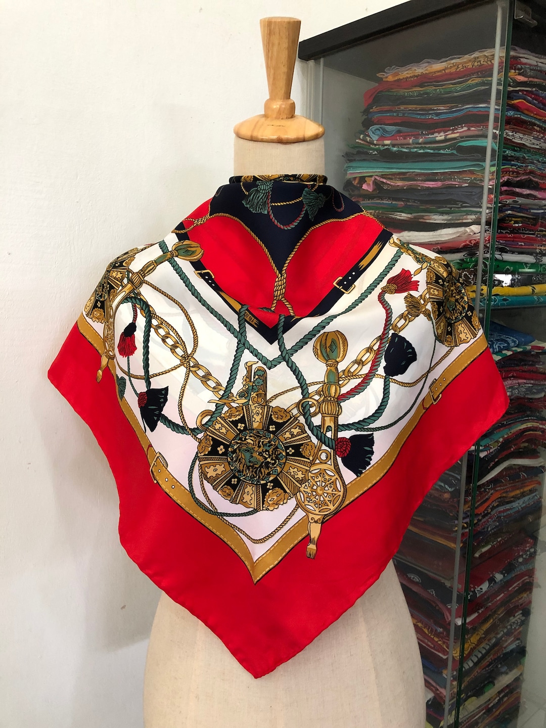 Vintage Silk Scarf, Twill Silk Scarf, Vintage Silk Muffler