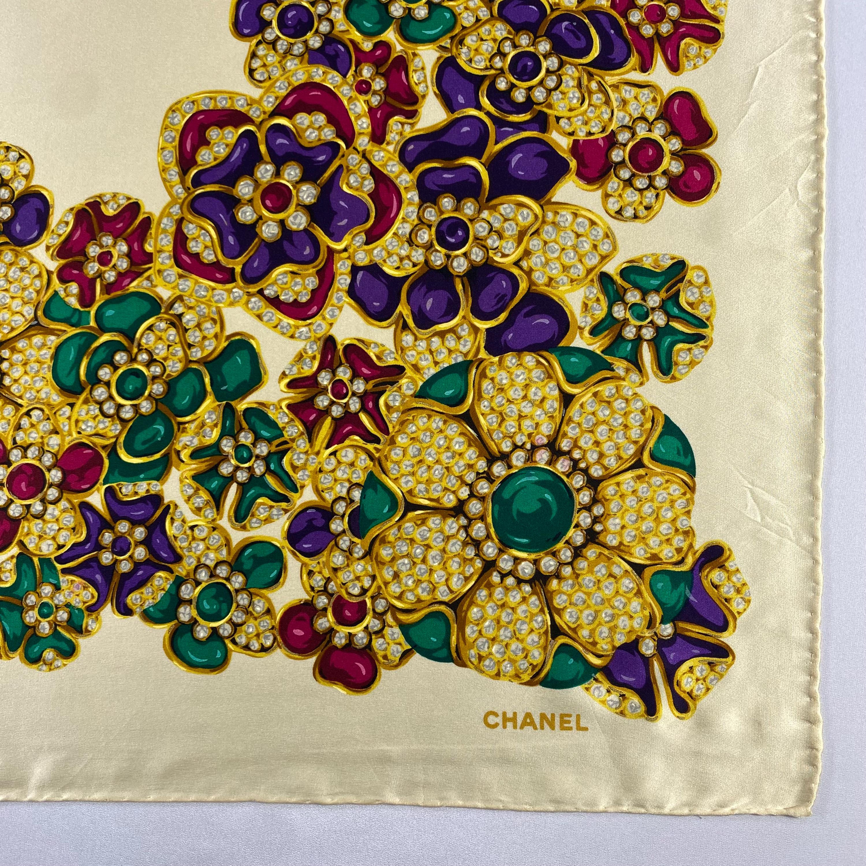 【希少】CHANEL silk scarf vintage シルク スカーフ Vintage Chanel Silk Scarf, Chanel Silk Muffler, Vintage