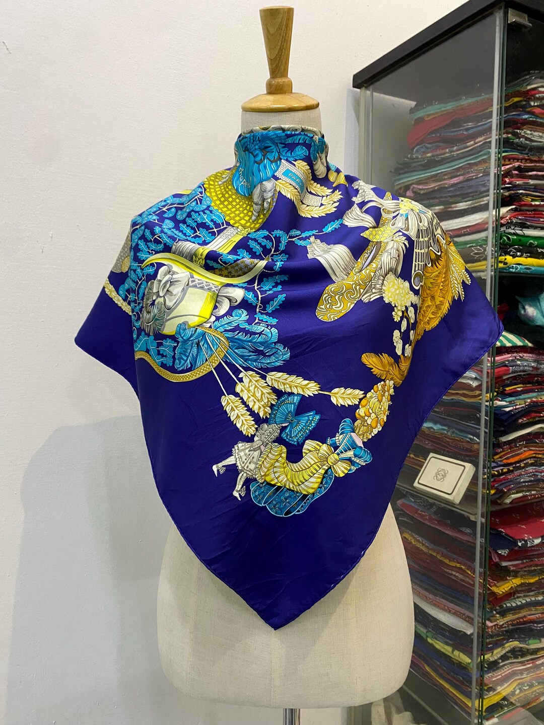 Vintage Hermes Chapeau Silk Scarf Hermes 34x34 Hermes Silk Scarf
