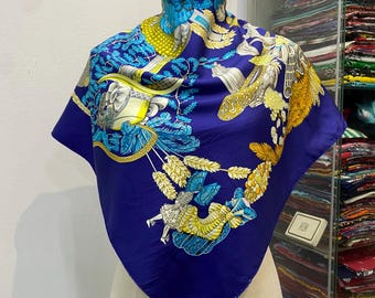 Vintage Hermes Chapeau Silk Scarf Hermes 34x34 Hermes Silk Scarf