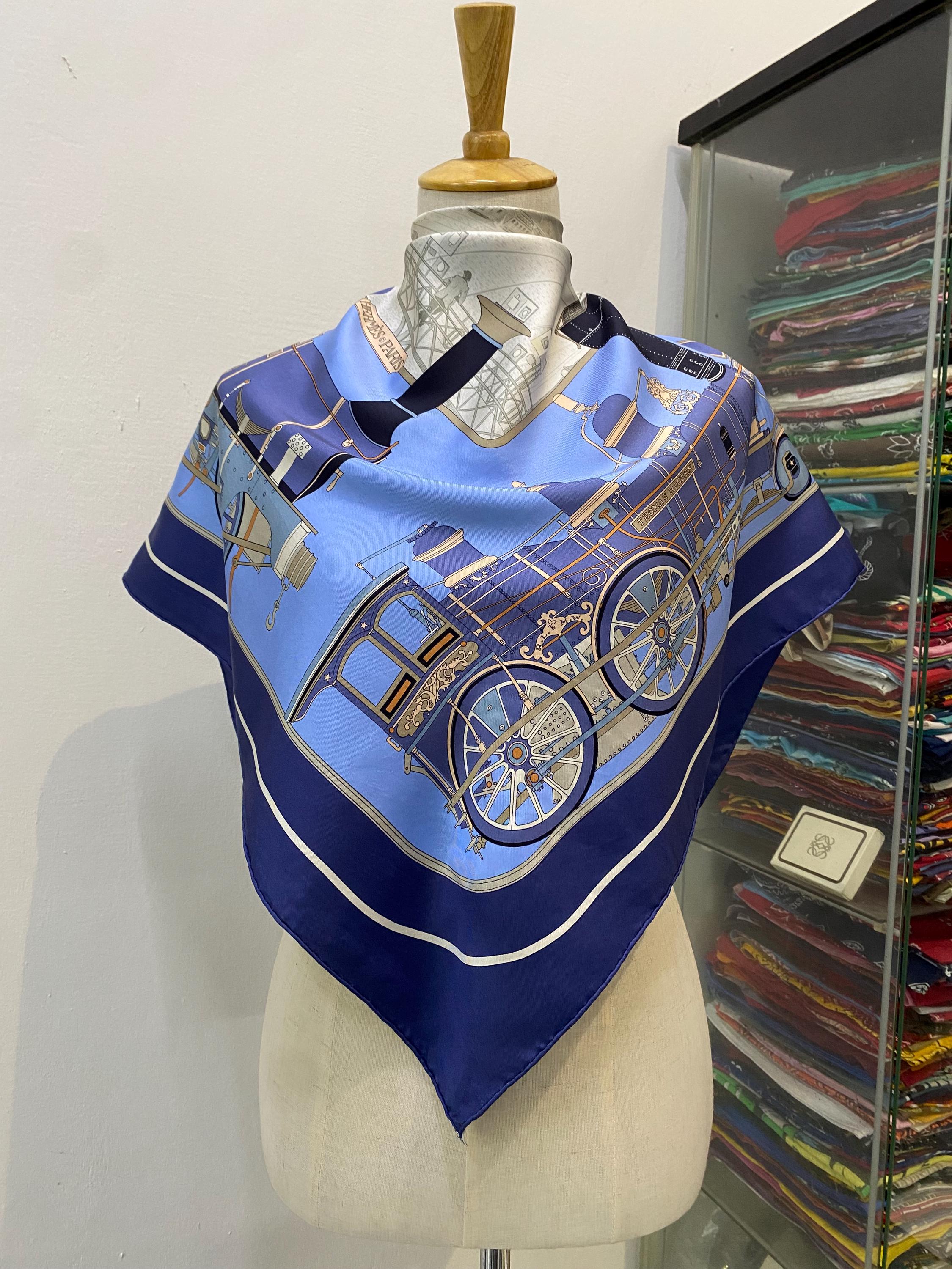 Vintage Hermes Locomotives à Vapeur Silk Scarf Hermes Silk