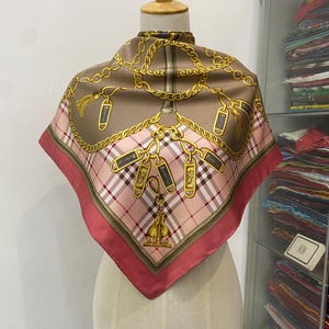 Vintage Burberry Silk Scarf, Burberry Silk Muffler, Vintage Burberry Neckerchief, Burberry Silk Muffler, Vintage Burberry Shawl