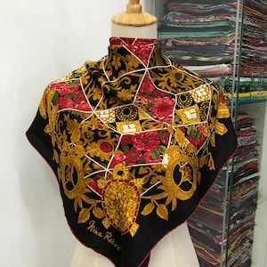 Vintage Nina Ricci Silk Scarf Nina Ricci Silk Shawl Nina Ricci Silk Muffler Vintage Nina Ricci Silk Neck Scarf Nina Ricci Foulards