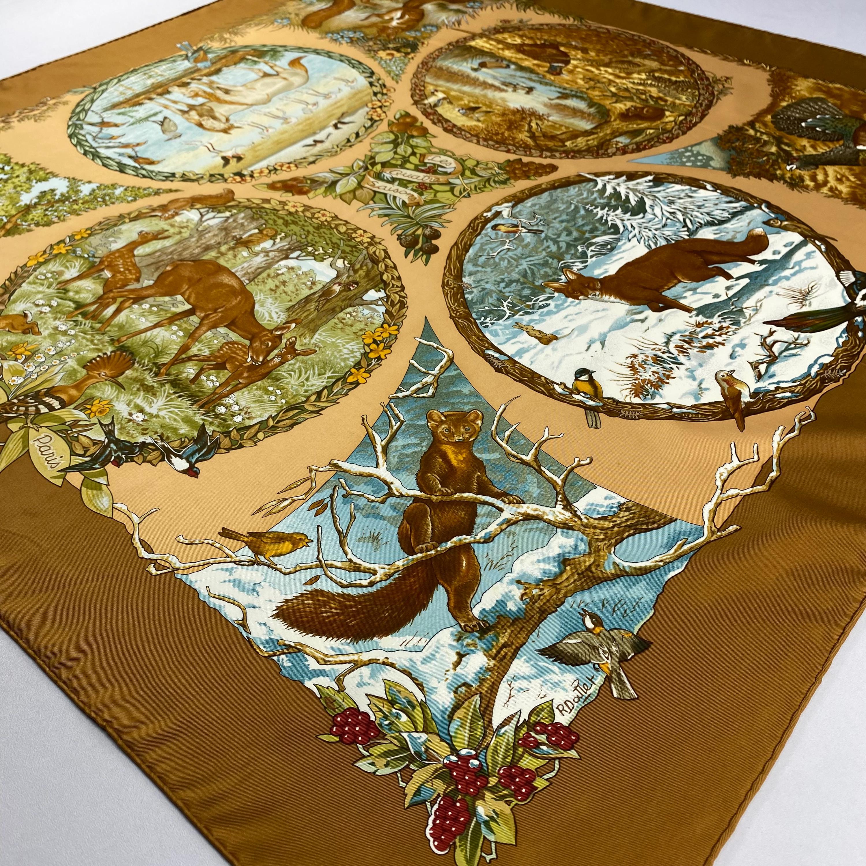 Vintage Hermes Les Quatre Saisons Silk Scarf Hermes 34x34 Hermes