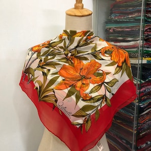 Vintage Ostinelli Silk Scarf, Twill Silk Scarf,  Vintage Neck Scarf, Vintage Neck Accessories, Vintage Italian Silk Scarf,