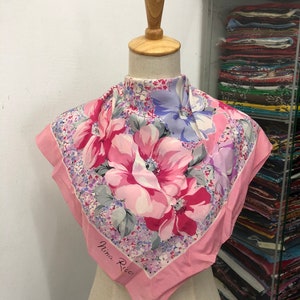 Vintage Nina Ricci Scarf, Twill Silk Scarf, Vintage Silk Muffler, Vintage Neck Scarf, Vintage Neck Accessories, Vintage Italian Silk Scarf,