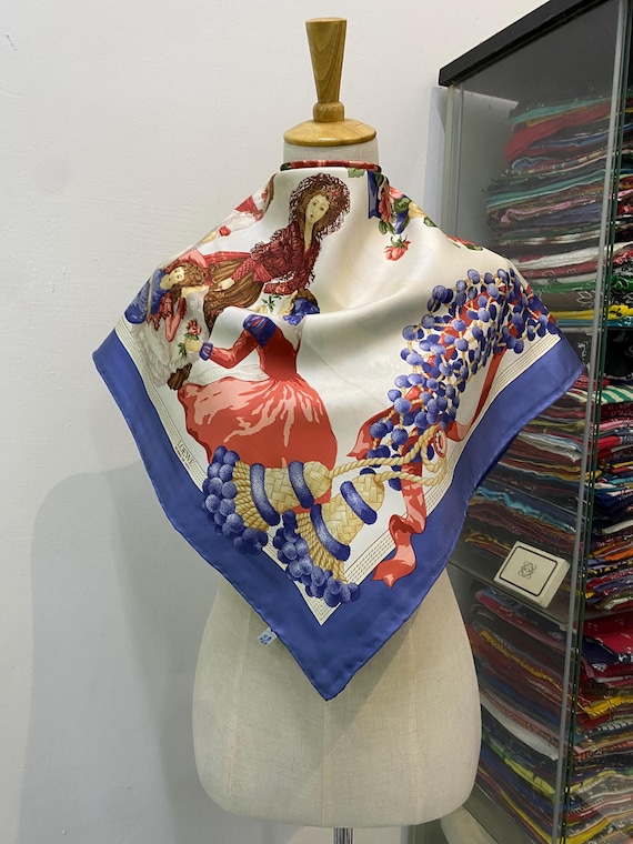 Vintage Loewe Silk Scarf, Loewe Silk Neckerchief, Loewe