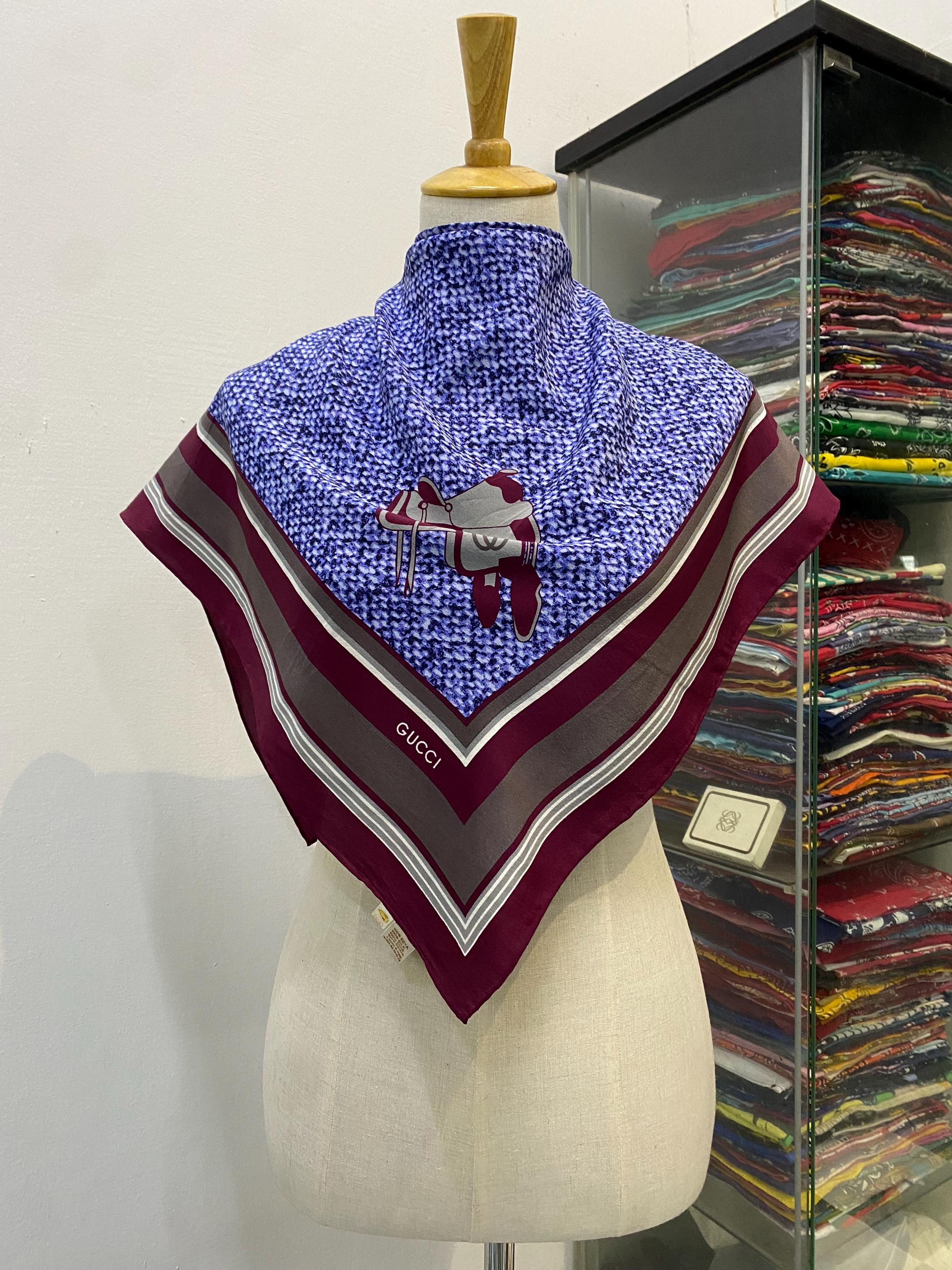 Vintage Gucci Blue Scarf - Etsy