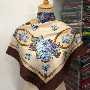 Vintage Christian Garets Scarf,Twill Silk Scarf,Vintage Silk Muffler,Vintage Neck Scarf,Vintage Neck Accessories,Vintage Italian Silk Scarf,