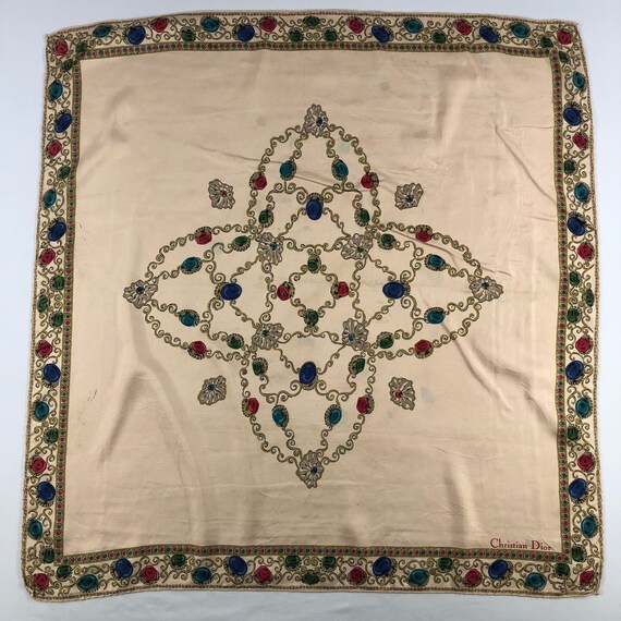 Christian Dior 80s vintage scarf スカーフ VINTAGE 80s Christian DIOR Scarf 100% Silk Echarpes Lg