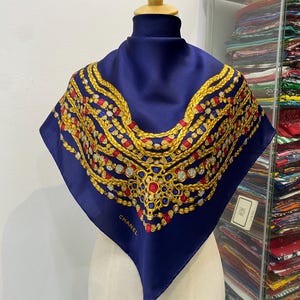 Vintage Chanel Silk Scarf , Chanel Silk Muffler, Vintage Chanel Shawl, Chanel Silk Neckerchief, Vintage Chanel Scarf, Chanel Paris Scarf