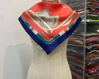Vintage Celine Silk Scarf, Celine Silk Muffler, Vintage Celine Square Scarf, Vintage Celine Shawl, Celine Silky Scarf