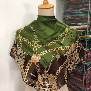 Vintage Renoma Silk Scarf Neckerchief Neckwear Muffler Ribbon Bandana Foulard Square Scarf Head Band