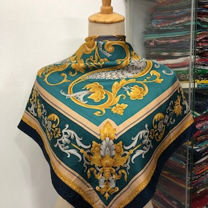 Vintage Basile Scarf, Twill Silk Scarf, Vintage Silk Muffler, Vintage Neck Scarf, Vintage Neck Accessories, Vintage Italian Silk Scarf,