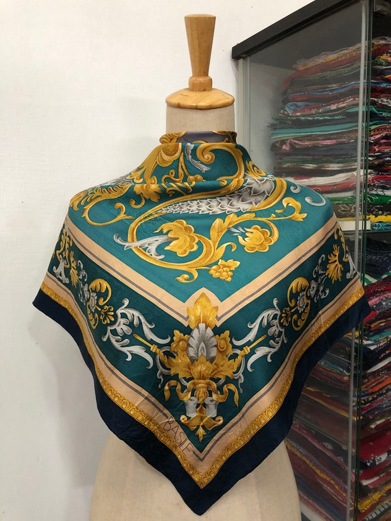 Vintage Basile Scarf, Twill Silk Scarf, Vintage Silk Muffler