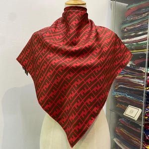 Vintage Fendi Silk Scarf, Fendi Silk Muffler, Vintage Fendi Silk Neckwear, Fendi Silk Neckerchief, Fendi Scarf