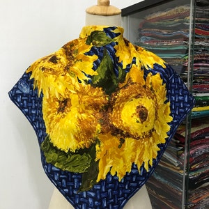 Vintage Gucci Silk Scarf Gucci Silk Muffler Gucci Neck Scarf Gucci Foulards Gucci Square Scarf Gucci Blue Scarf Gucci Flower Scarf