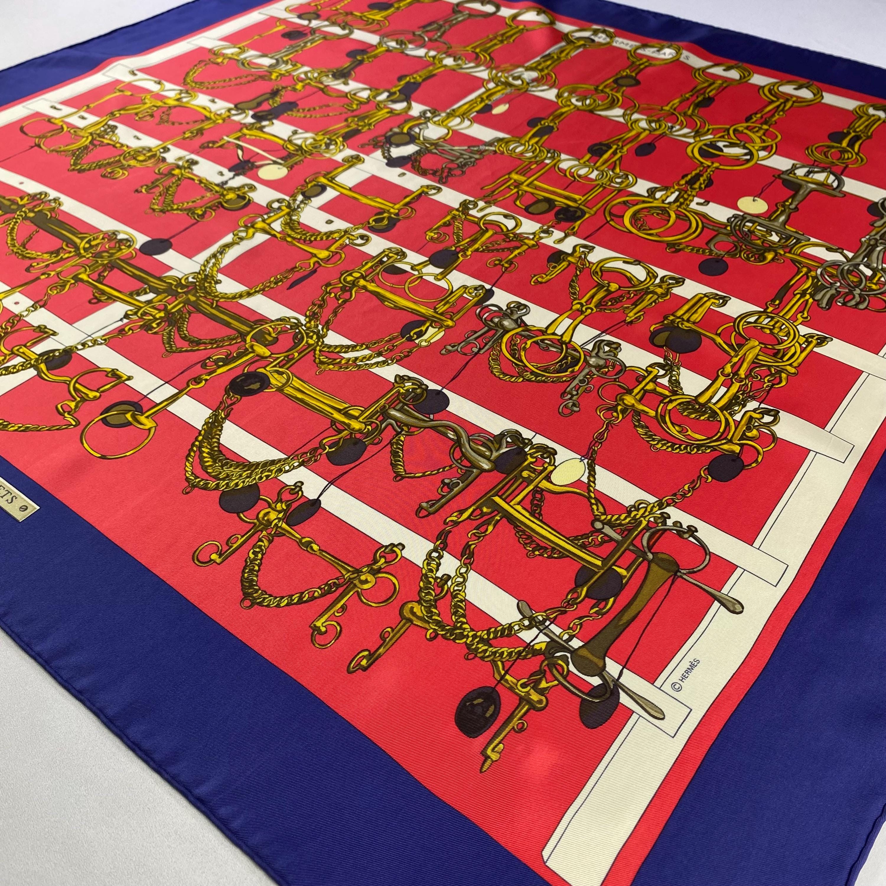 Vintage Hermes Mors Et Filets Silk Scarf Vintage Hermes Key Scarf